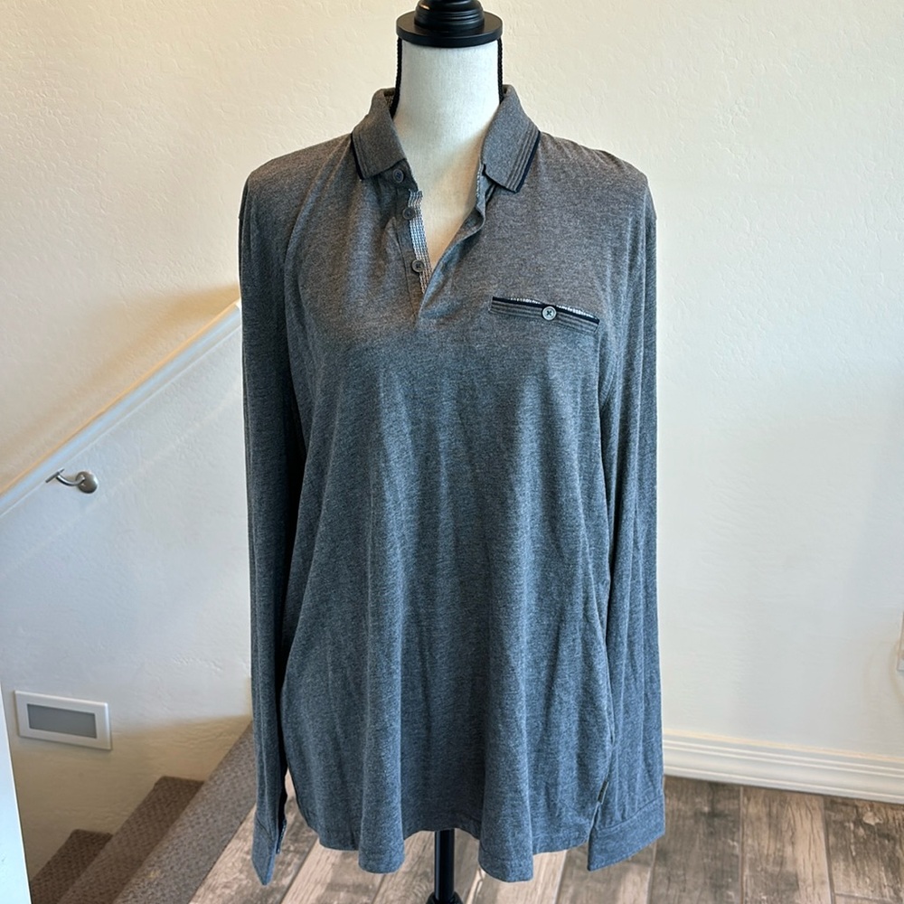 TED BAKER MENS LONG SLEEVE COLLAR TEE